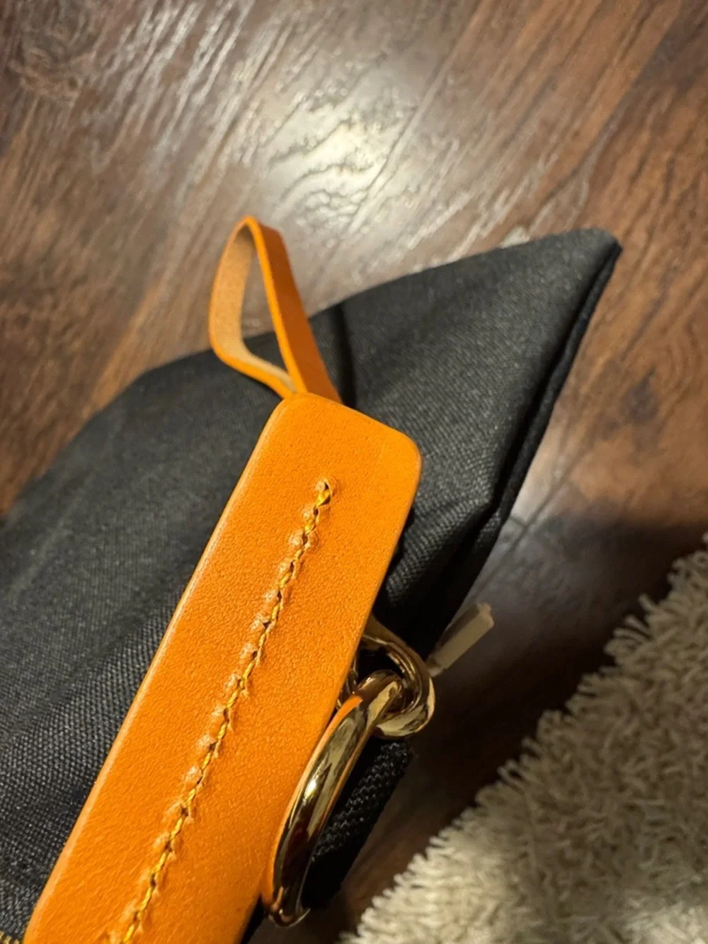 Boulevard Black Canvas Wristlet Clutch with Leather Tan Strap